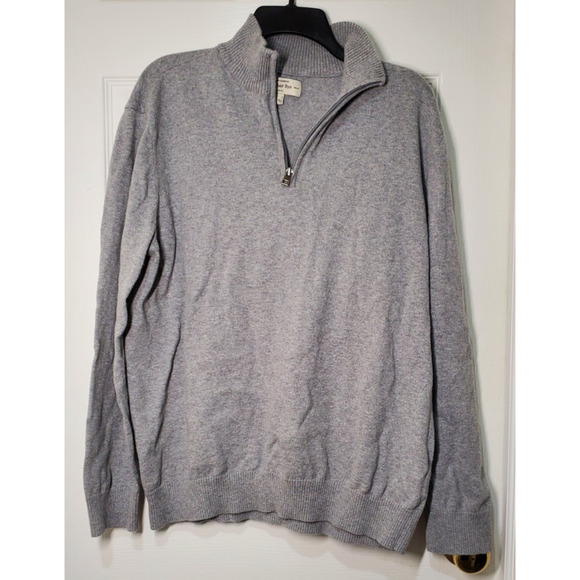 Hawker Rye Men’s 1/4 Zip Sweater Light Gray Cotton Cashmere Blend Size L - Picture 1 of 11